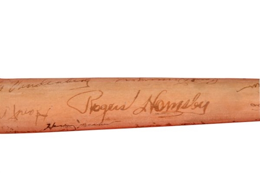 1945 National League Champion Chicago Cubs Team Signed Baseball Mini Bat with Hornsby